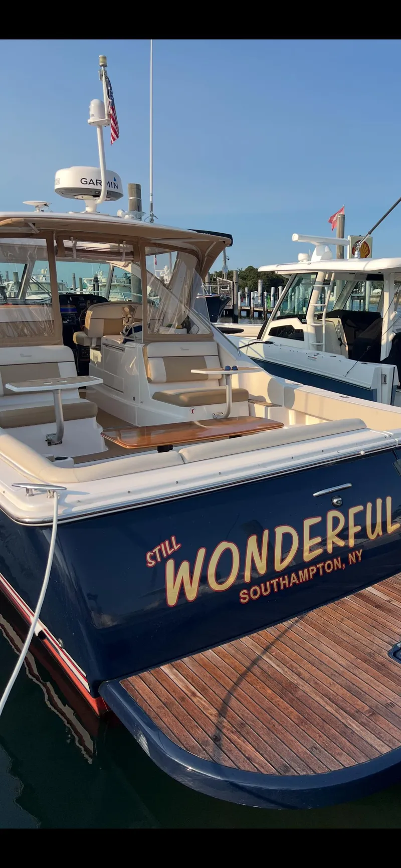 Slide: The Image of 2013 Tiara Yachts 3600 Coronet docked, named "Still Wonderful," Southampton, NY. - 2