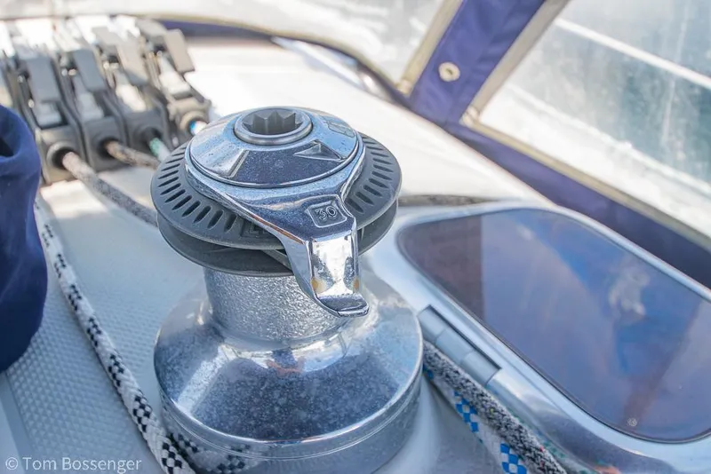 Slide: The Image of Close-up of a winch on a 2006 Catalina 34' MKII sailboat deck. - 30