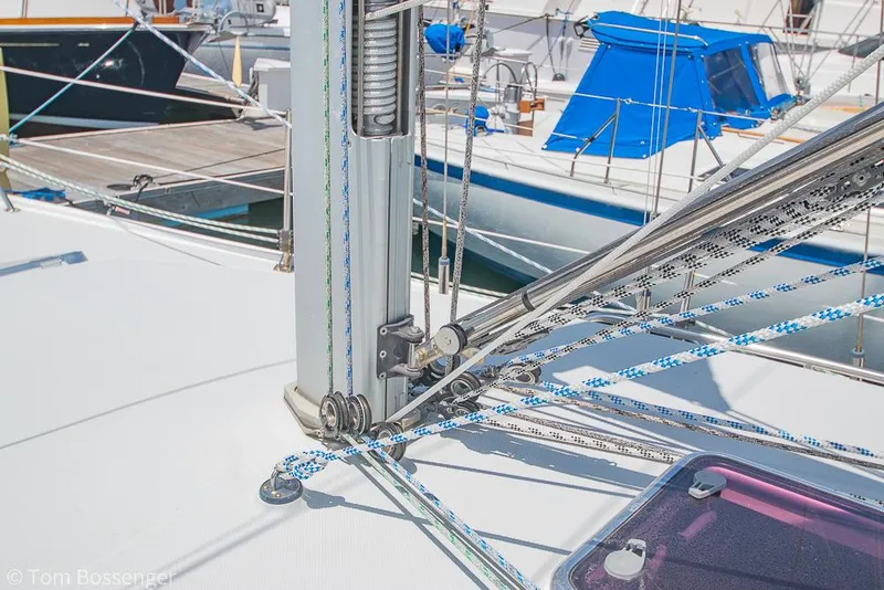 Slide: The Image of Sailboat deck with rigging, Catalina 34' MKII, 2006 model, docked in marina. - 32