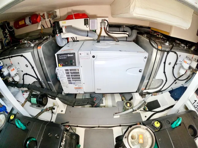 Slide: The Image of Engine room of a 2019 Prestige 520 yacht with generator and equipment. - 44