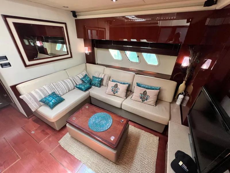 Slide: The Image of Luxurious interior of 2010 Sea Ray 540 Sundancer yacht with elegant seating and decor. - 19
