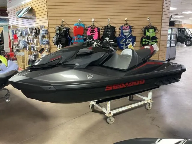 Slide: The Image of 2024 Sea-Doo Waverunner GTR-X 300 IBR on display in showroom. - 1