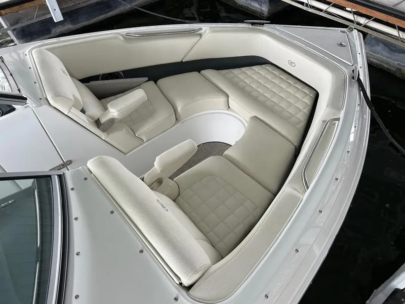 Slide: The Image of 2019 Cobalt R3 boat with luxurious white seating in the bow area. - 11
