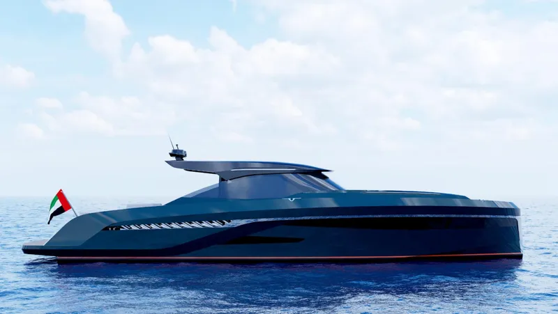 Slide: The Image of Luxury Bekkers Yachts CARIB 64HT, 2026 model, cruising on open sea under clear skies. - 2
