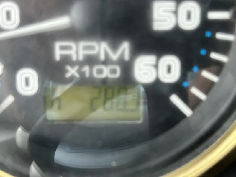 Slide: The Image of Close-up of 2005 Carver 396 AFT tachometer showing RPM reading. - 44