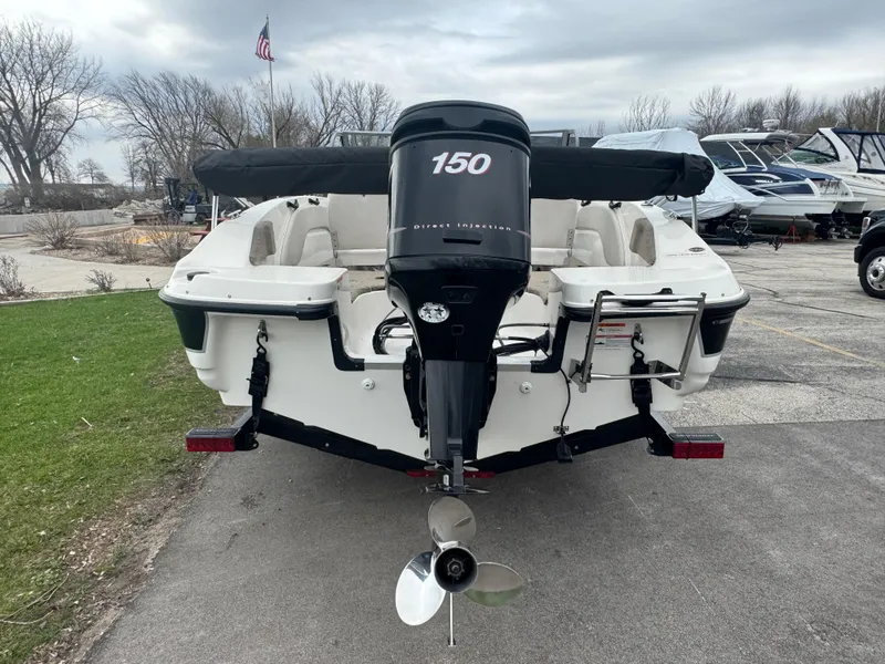 Slide: The Image of Rear view of 2011 FinCraft 1850 boat with 150 HP outboard motor. - 7