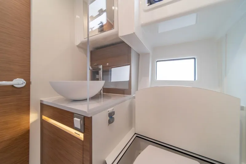 Slide: The Image of Modern bathroom interior of 2025 Delphia D11 SEDAN yacht with sleek design. - 24