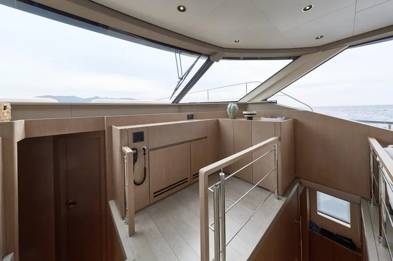 Slide: The Image of Luxurious interior of 2025 Prestige M7 yacht with modern design and ocean view. - 76