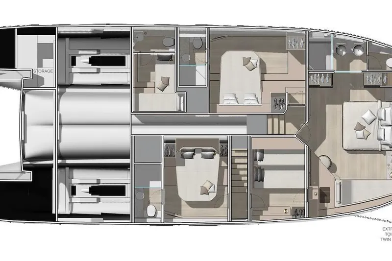 Slide: The Image of Floor plan of 2025 Prestige M7 yacht, showcasing luxurious cabin layouts and amenities. - 115