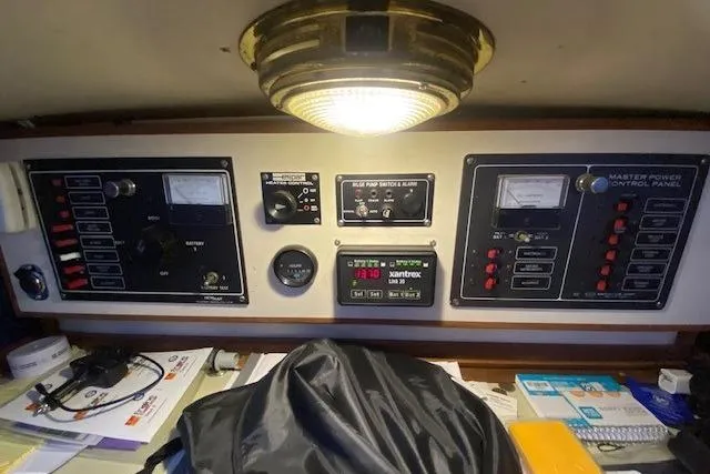 Slide: The Image of Electrical control panel of a 1985 Bristol Channel Cutter 28 sailboat. - 30