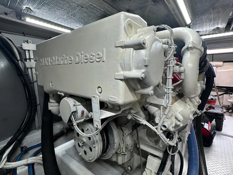 Slide: The Image of Engine room of 2006 Sea Ray 58 Sedan Bridge with MAN Marine Diesel engine. - 45