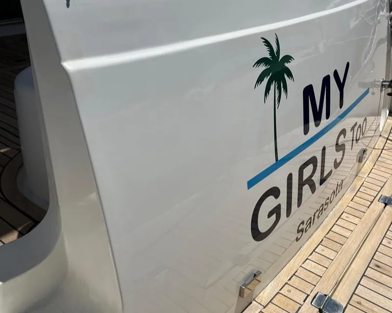 Slide: The Image of 1998 Viking Princess 46 Flybridge Sport Cruiser with "My Girls Too" name, Sarasota. - 27