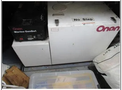 Slide: The Image of Onan Marine GenSet in 1998 Viking Princess 46 Flybridge Sport Cruiser engine room. - 32