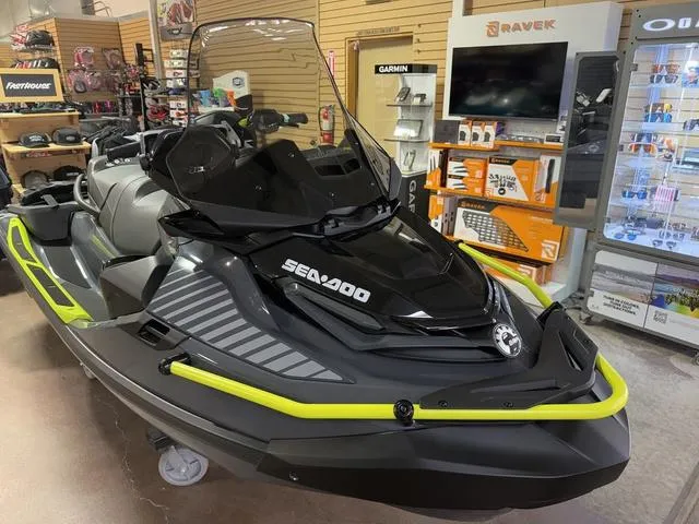 Slide: The Image of 2025 Sea-Doo Waverunner Explorer Pro® 170 on display in a showroom. - 4