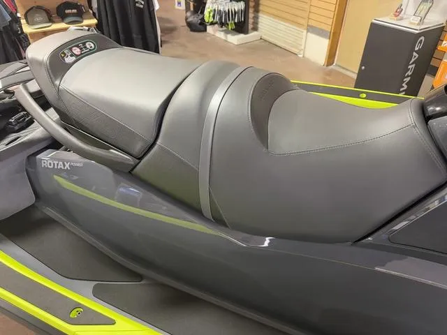 Slide: The Image of 2025 Sea-Doo Waverunner Explorer Pro® 170, gray seat detail in showroom. - 7