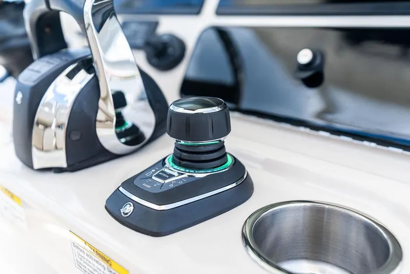 Slide: The Image of 2020 Boston Whaler 280 Outrage control panel with joystick and throttle. - 23