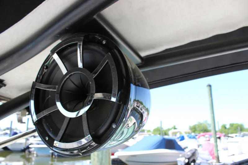 Slide: The Image of Close-up of a speaker on a 2017 Chaparral Vortex 2430 VRX boat. - 11