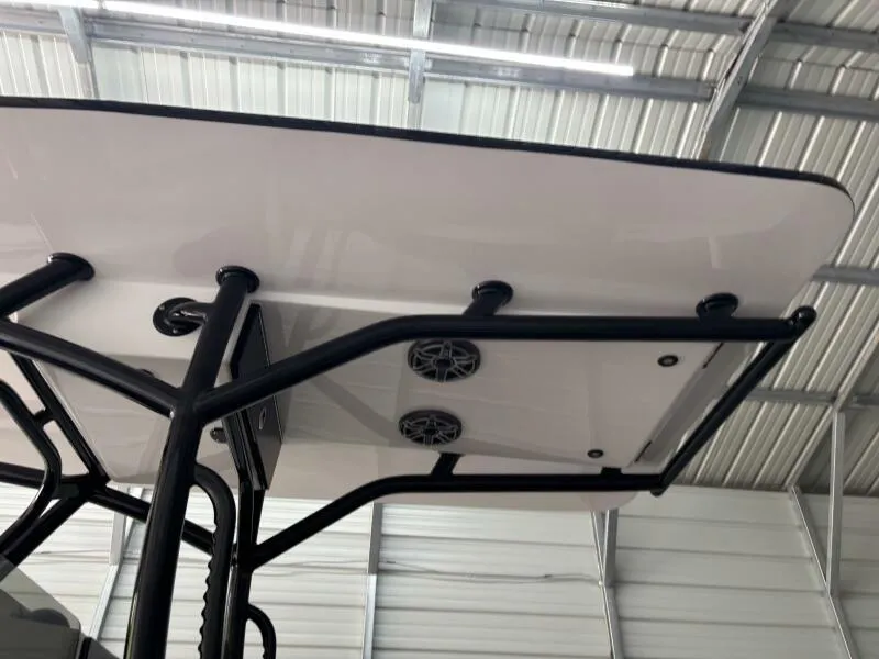 Slide: The Image of 2025 Concept 27' Open Deck boat with sleek roof design and integrated speakers. - 12