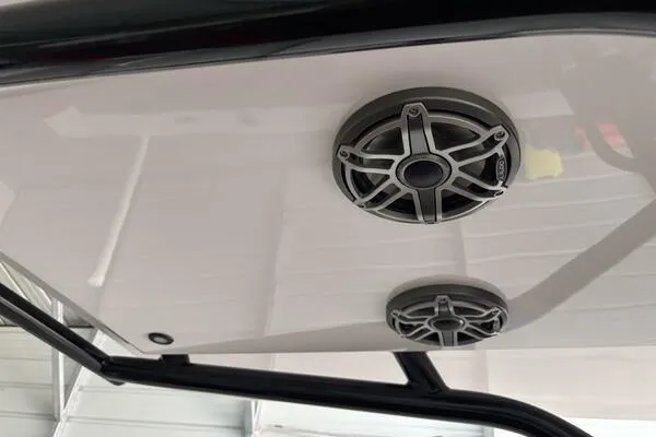 Slide: The Image of 2025 Concept 27' Open Deck boat speakers on sleek white surface. - 45