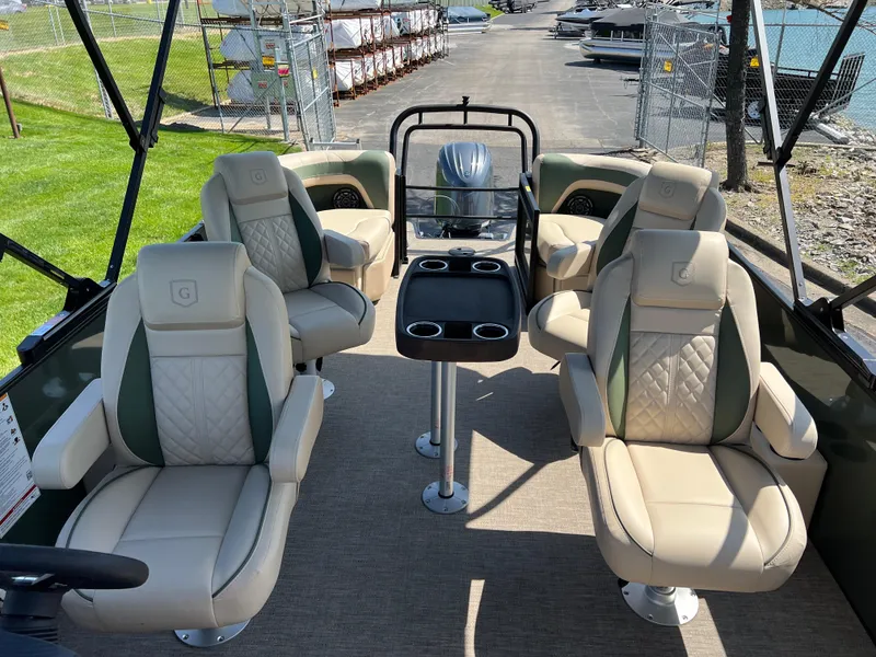 Slide: The Image of Luxurious seating on 2025 Godfrey Sweetwater 2286 Quad Social Tri-Toon boat. - 15