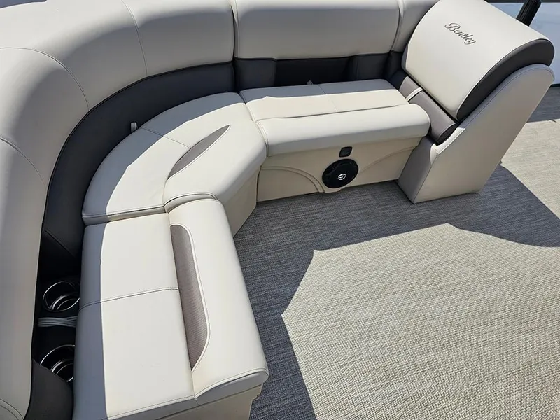 Slide: The Image of Luxurious seating in the 2025 Bentley Pontoons 240 4-Point Fish boat. - 14