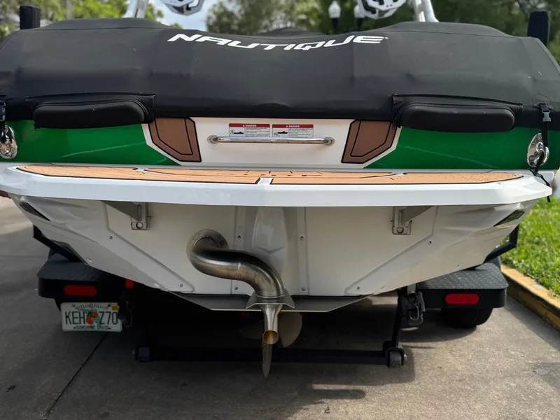 Slide: The Image of 2017 Nautique Super Air Nautique GS20 boat on trailer, rear view. - 25