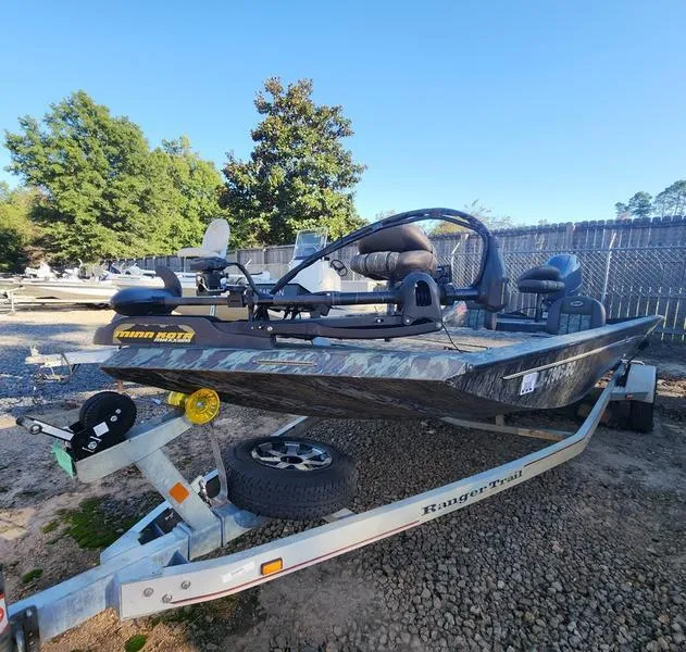 Slide: The Image of 2015 Ranger Tournament RT188 boat on trailer, parked outdoors. - 16