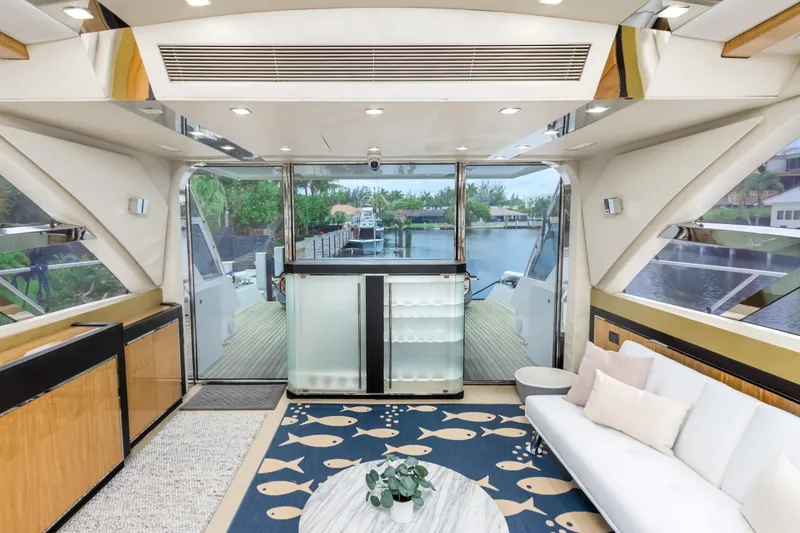 Slide: The Image of Luxurious interior of 2012 Cheoy Lee 76 Alpha yacht with modern decor and scenic view. - 23