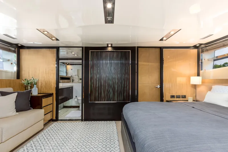 Slide: The Image of Luxurious 2012 Cheoy Lee 76 Alpha yacht interior with modern bedroom design. - 35