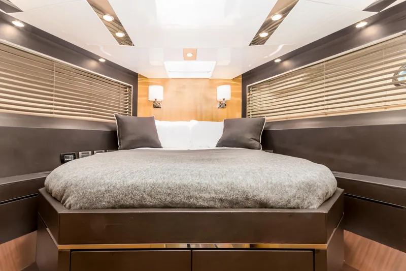 Slide: The Image of Luxurious bedroom interior of 2012 Cheoy Lee 76 Alpha yacht with modern design and cozy bedding. - 40