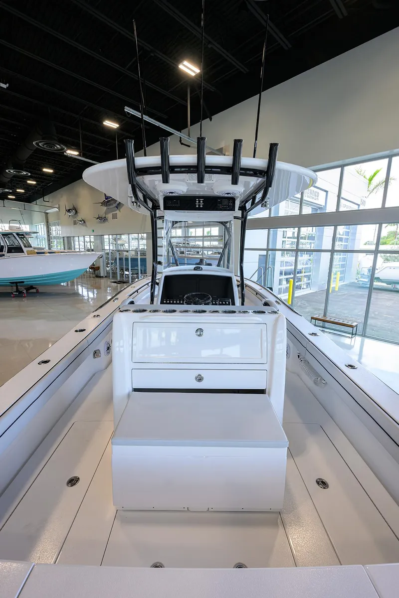 Slide: The Image of 2025 Valhalla Boatworks V-29 in showroom, showcasing sleek design and modern features. - 41