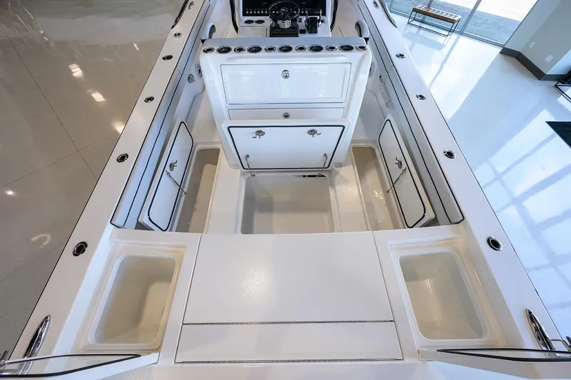 Slide: The Image of 2025 Valhalla Boatworks V-29 interior, showcasing sleek design and ample storage compartments. - 49