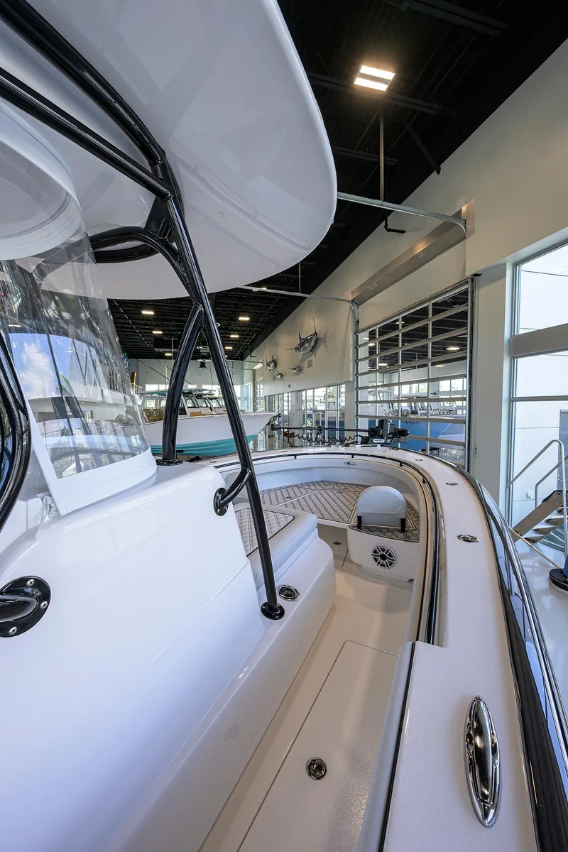 Slide: The Image of 2025 Valhalla Boatworks V-29 interior view in showroom, showcasing sleek design and modern features. - 5