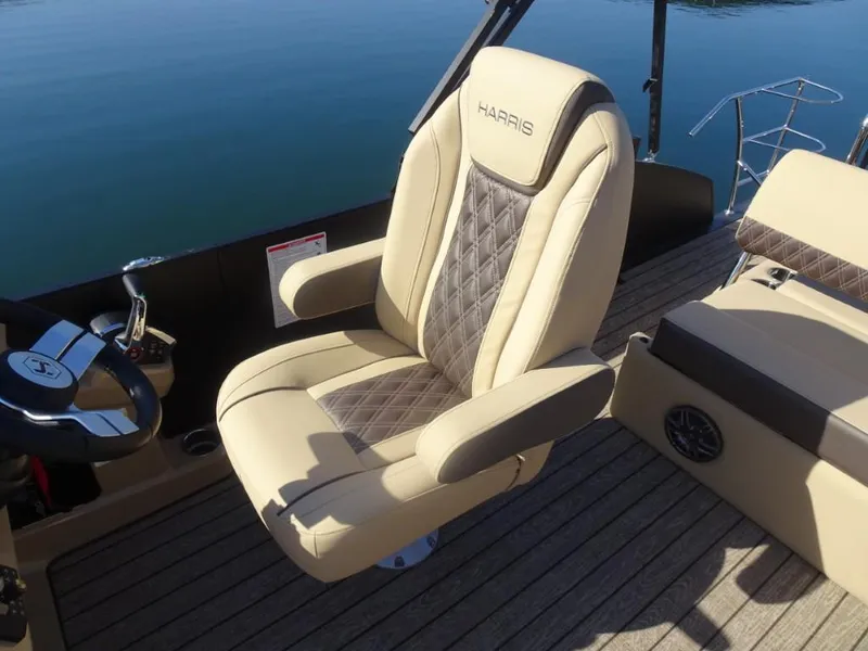 Slide: The Image of Luxurious seating on 2025 Harris Sunliner 250 boat, featuring elegant design and premium materials. - 15