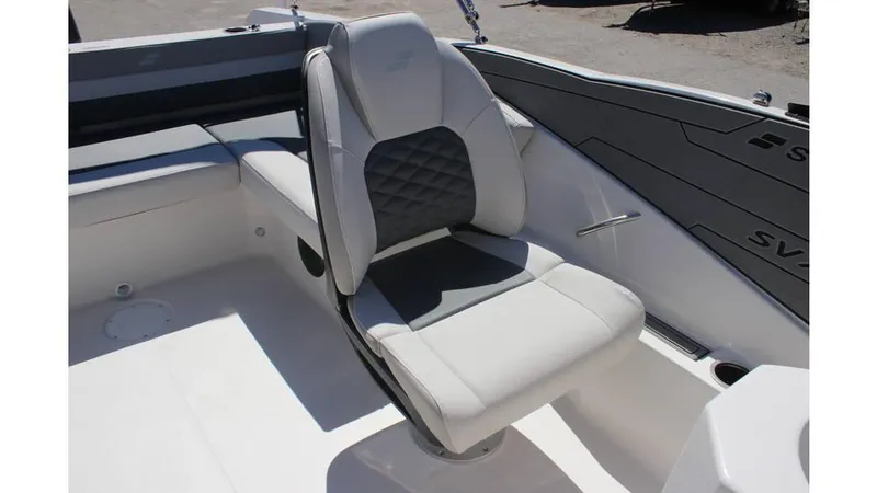 Slide: The Image of 2025 Starcraft SVX 210 OB DC boat seat with modern design and comfortable upholstery. - 6