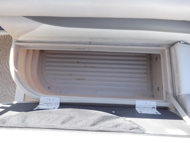 Slide: The Image of Storage compartment on a 2014 Sun Tracker Party Barge 24 DLX pontoon boat. - 12