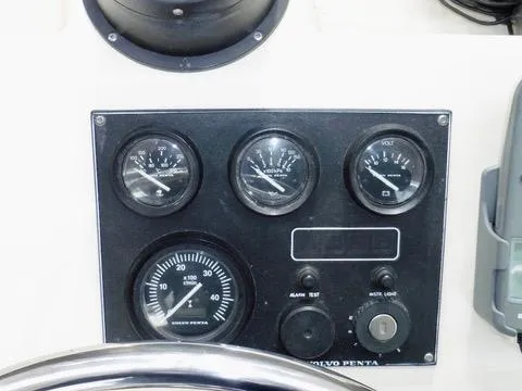 Slide: The Image of Instrument panel of a 2001 Camano Trawler with Volvo Penta gauges. - 8