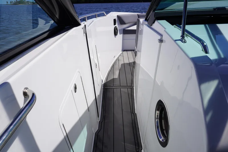 Slide: The Image of 2020 Cruisers Yachts 38 GLS OB deck with sleek design and modern features. - 15