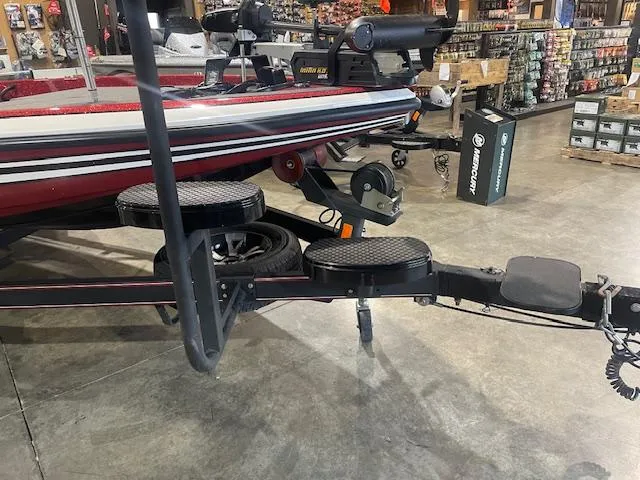 Slide: The Image of 2019 Skeeter ZX190 boat on trailer in a showroom setting. - 4