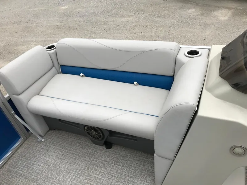 Slide: The Image of 2019 Avalon Venture Quad Lounge boat seat with cup holders and speaker. - 16