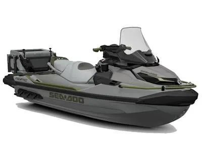 Slide: The Image of 2025 Sea-Doo FishPro™ Apex 300 jet ski, sleek design, equipped for fishing adventures. - 1