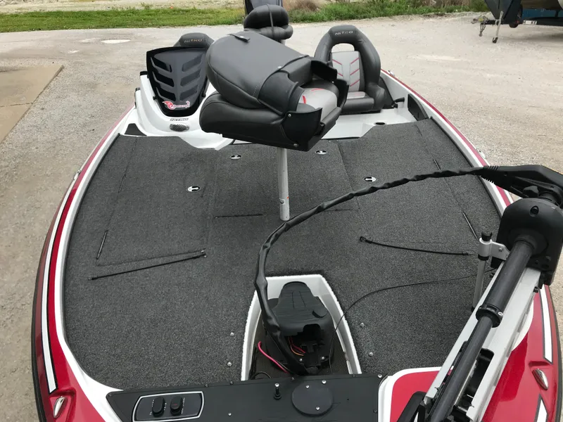 Slide: The Image of 2017 Nitro Z18 boat interior with seating and fishing deck. - 13