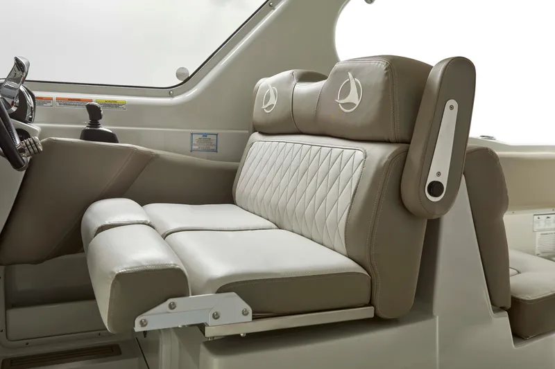 Slide: The Image of 2025 Finseeker 260 DC boat interior with luxurious seating and modern design. - 5