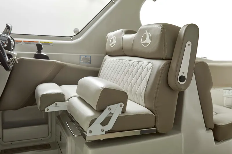 Slide: The Image of 2025 Finseeker 260 DC boat interior with luxurious seating and modern design. - 7