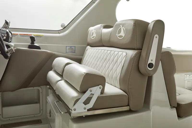 Slide: The Image of 2025 Finseeker 260 DC boat interior with luxurious seating and modern design. - 8