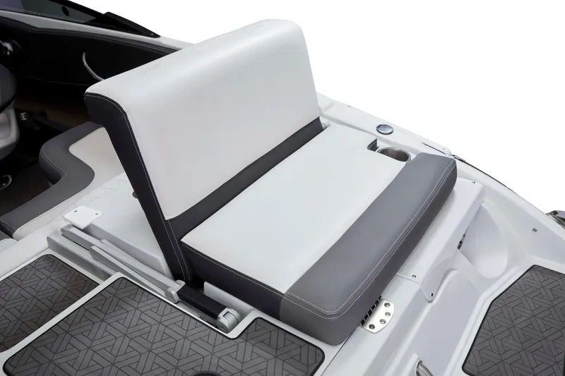 Slide: The Image of 2024 Crownline 240 SS LPX boat seat with gray and white upholstery. - 3