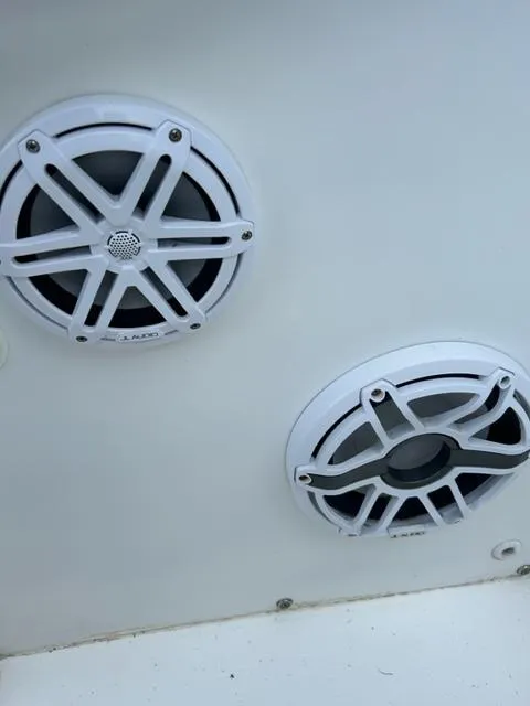 Slide: The Image of Boat speakers on a 2000 Regulator 23' Center Console. - 23