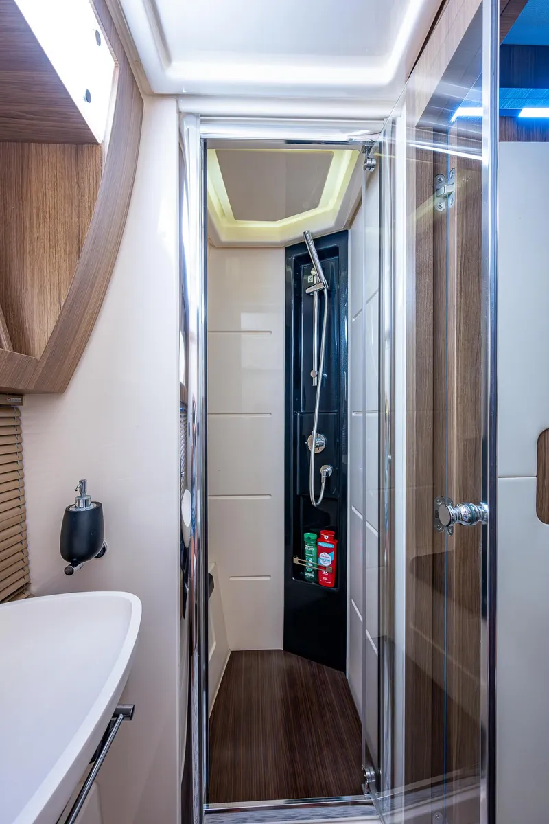 Slide: The Image of 2014 Azimut 55S yacht bathroom with modern shower and sleek design. - 45