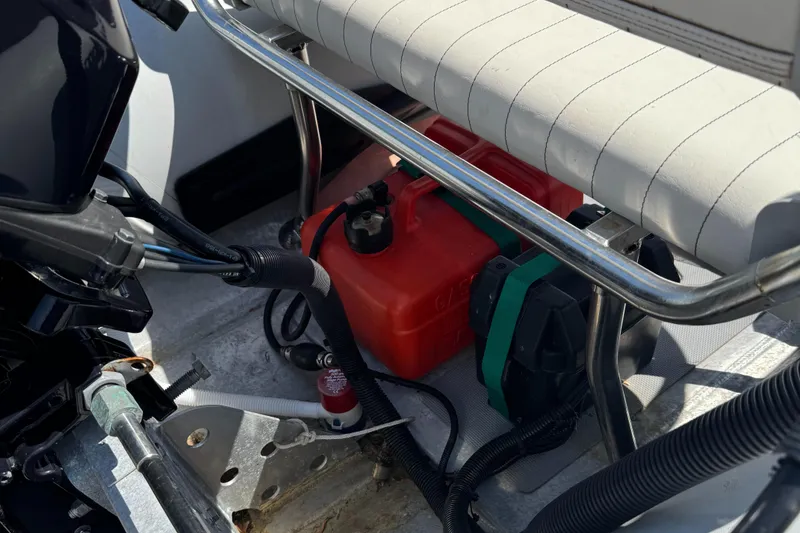 Slide: The Image of 2011 AB Inflatables Alumina 10 ALX boat interior with fuel tank and seating. - 6