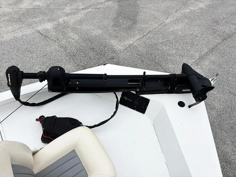 Slide: The Image of 2023 G3 Bay 18 GX boat with trolling motor on deck. - 12